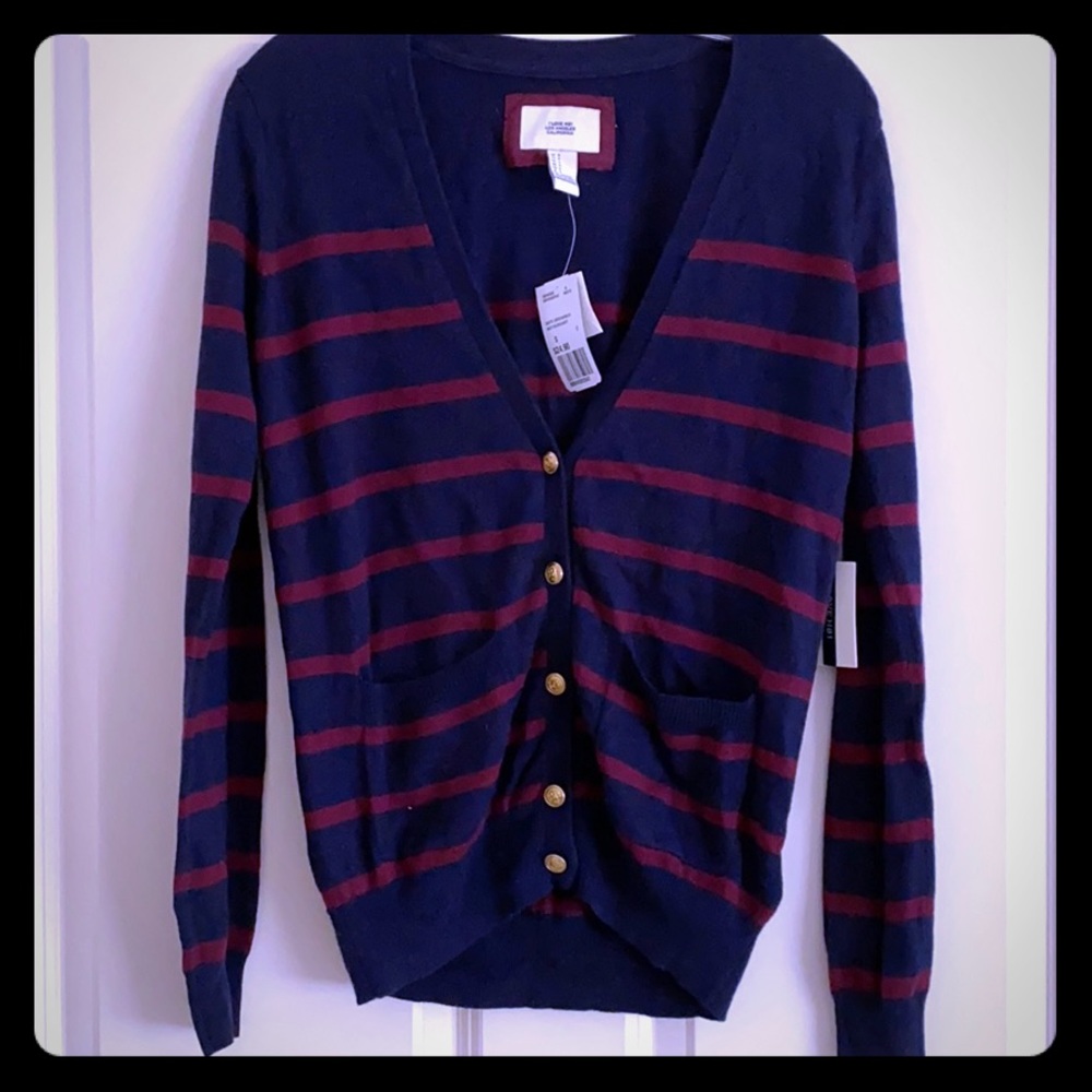 Striped cardigan with fashion buttons NWT